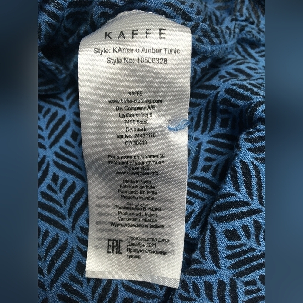 Kaffe Kamarlu Amber women's blue tunic size 38 - Picture 11 of 11